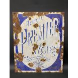 A Premier Cycles enamel sign by Patent Enamel, 18 x 22".