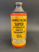 A rare Armstrong Super Hydraulic Shock Absorber Oil cylindrical quart can.