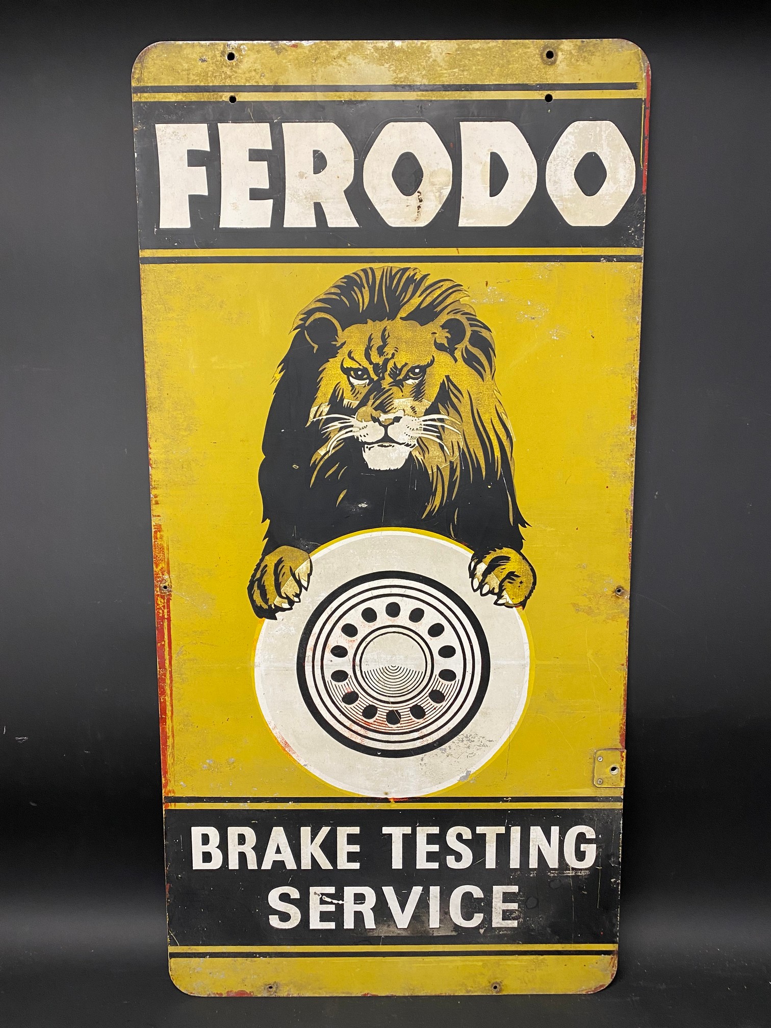A Ferodo Brake Testing Service double sided tin advertising sign, 18 x 36". - Image 4 of 6