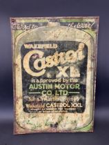 A Wakefield Castrol tin advertising sign for XL grade 'approved by the Austin Motor Co. Ltd',