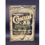 A Wakefield Castrol tin advertising sign for XL grade 'approved by the Austin Motor Co. Ltd',