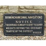 A Birmingham Canal Navigations Notice cast iron sign, 34 x 19".