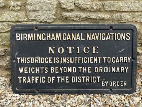 A Birmingham Canal Navigations Notice cast iron sign, 34 x 19".