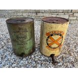 An Esso Valor ten gallon drum and a Redex ten gallon drum.