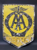An AA aluminium advertising sign, overpainted with the word 'Office' to the lower section, 21 3/4