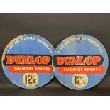 Two Dunlop Tourist Sprite circular cardboard advertising signs, each 24" diameter.