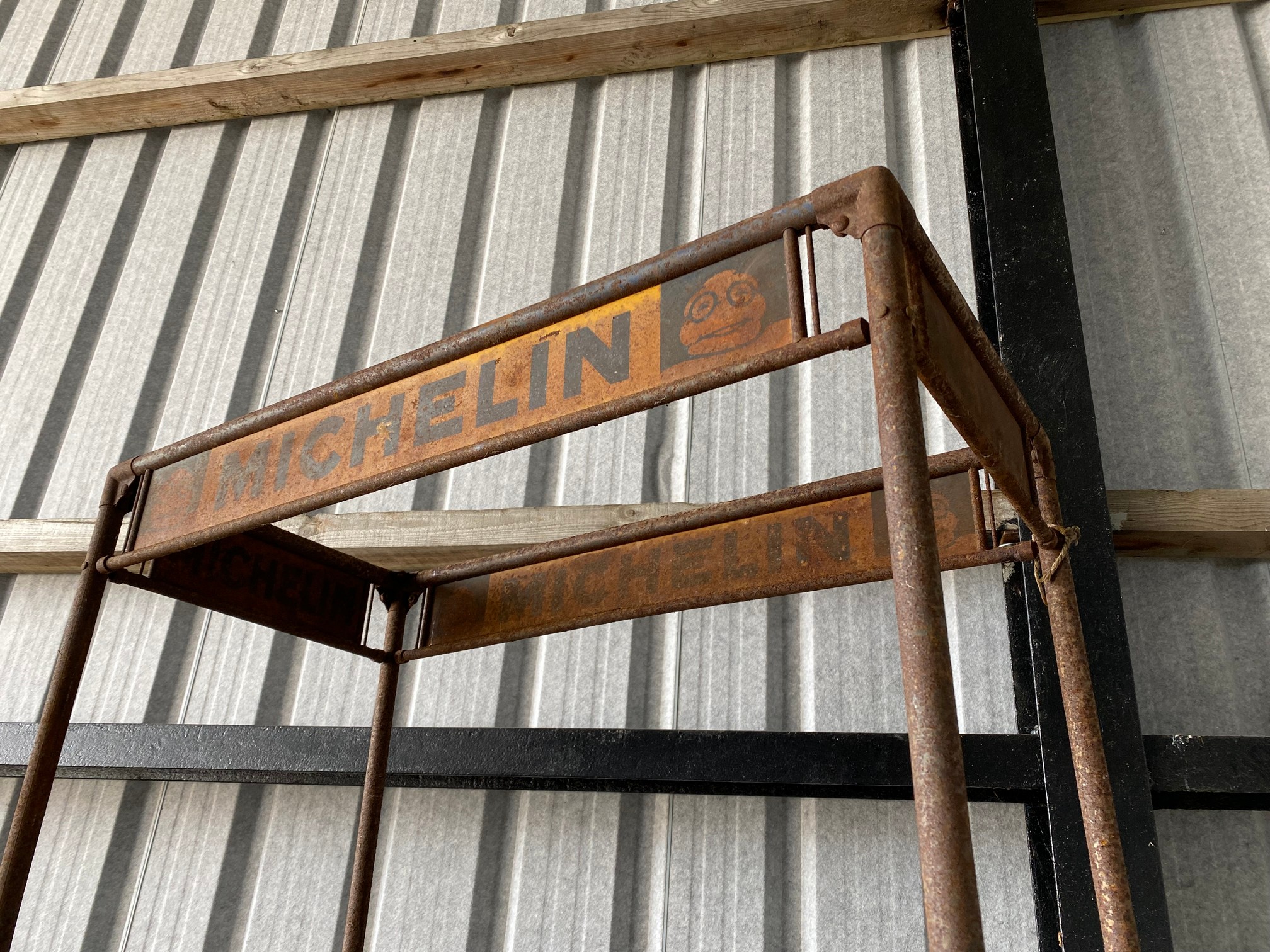 A large Michelin garage tyre rack with advertising all round, 35 1/2" w x 90 1/2" h x 18" d. - Image 3 of 3