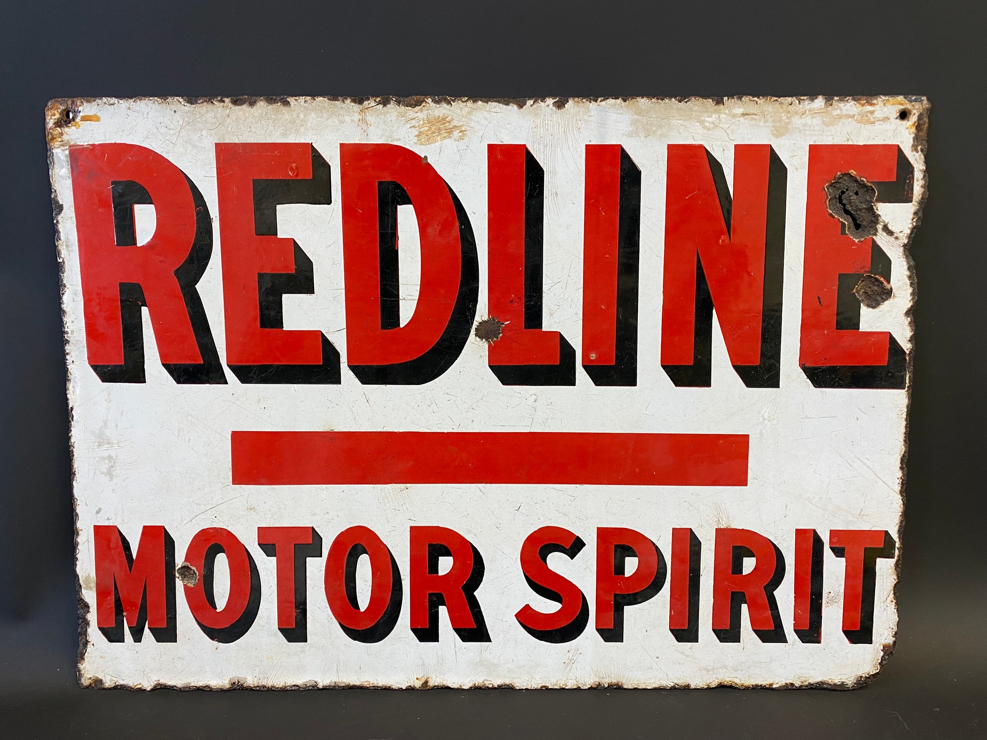 A Redline Motor Spirit rectangular double sided enamel sign by Protector of Eccles, dated 1922, 19 - Image 5 of 6