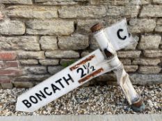 A post mounted directional road sign pointing towards Boncath.