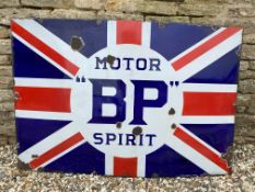 A BP Motor Spirit Union Jack enamel sign with good gloss, by Patent Enamel, dated April 1922, 54 x