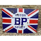 A BP Motor Spirit Union Jack enamel sign with good gloss, by Patent Enamel, dated April 1922, 54 x