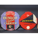 A Dunlop Clipper Carrier cardboard advertising sign 27 3/4" diameter, and a second for Dunlop