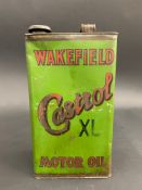 A Wakefield Castrol Motor Oil XL grade gallon can.