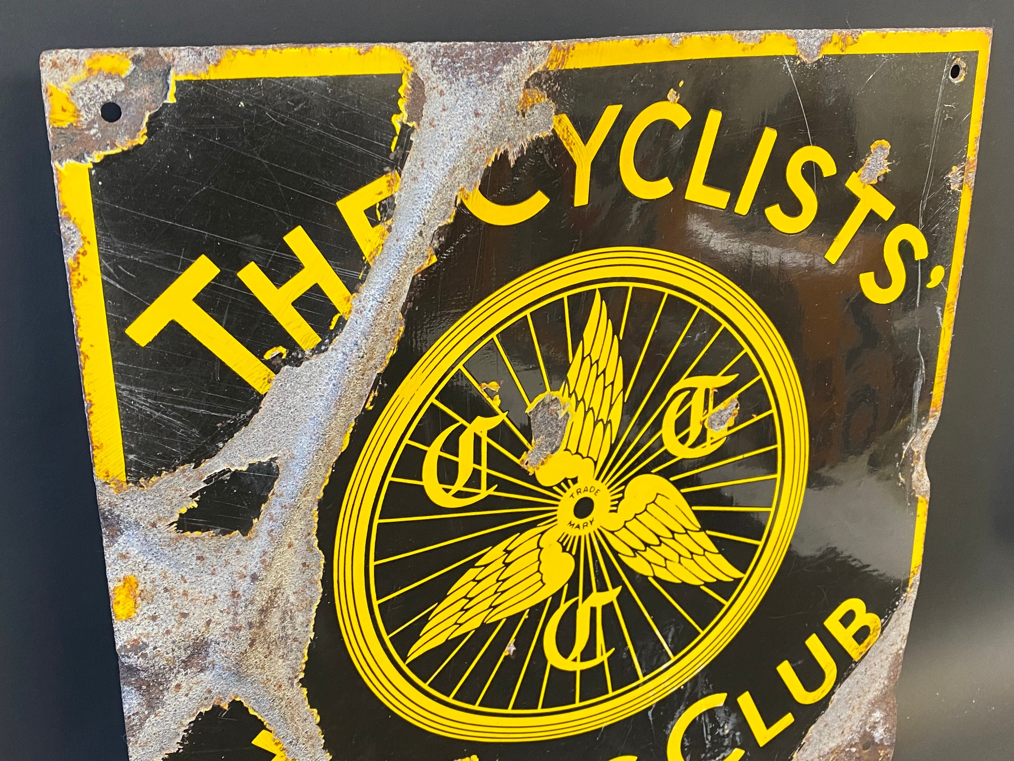 A Cyclists' Touring Club enamel sign, 16 x 16". - Image 2 of 3