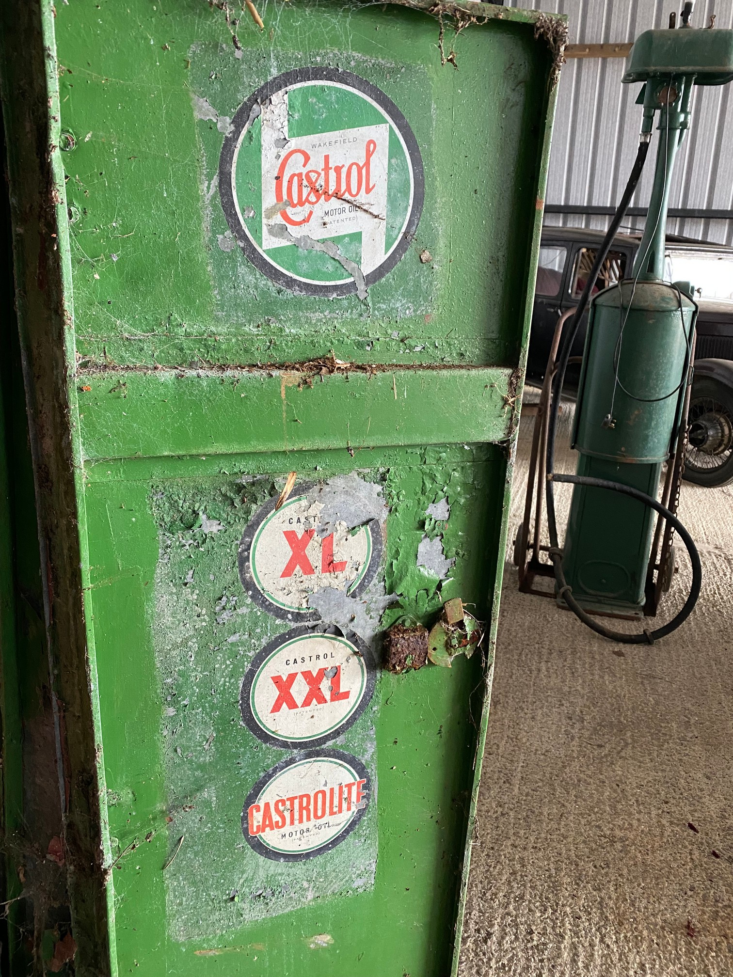 A Castrol oil drum cabinet with embossed apex roof and original decals inside. - Image 4 of 5