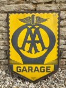 An AA Garage enamel sign by Franco in a metal frame, 22 x 31 1/2".