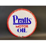 A Pratts Motor Oil circular double sided enamel sign, in good condition, 21" diameter.