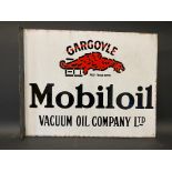 A Gargoyle Mobiloil double sided enamel sign with hanging flange, by Imperial, in good condition, 20