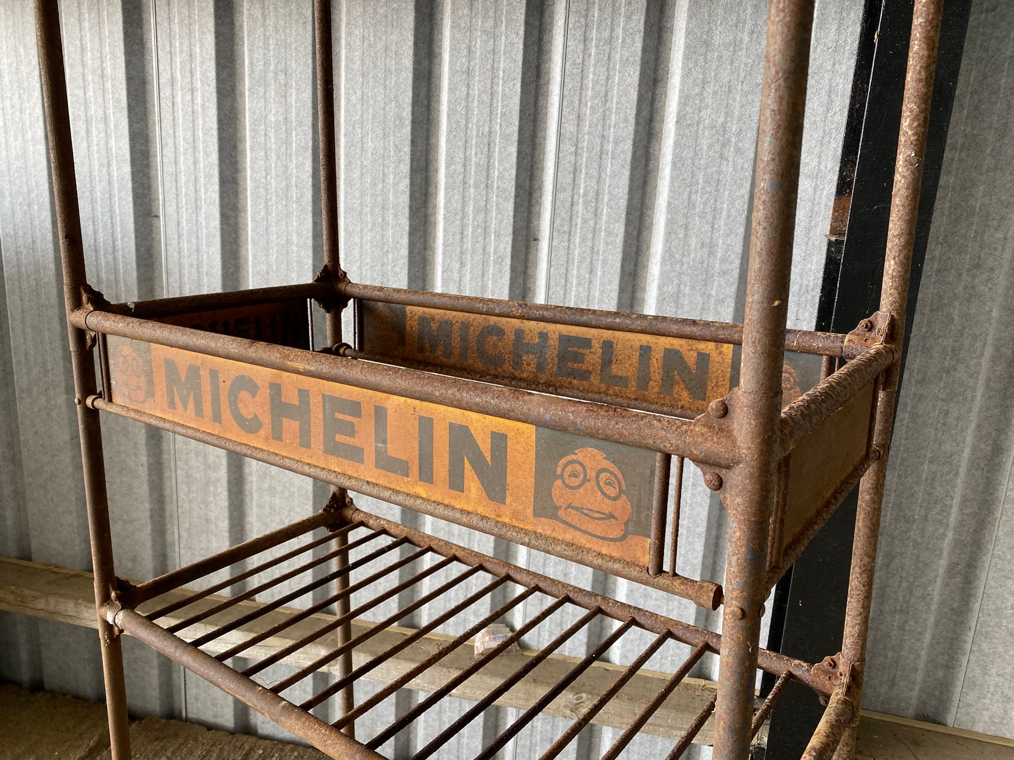 A large Michelin garage tyre rack with advertising all round, 35 1/2" w x 90 1/2" h x 18" d. - Image 2 of 3