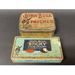 An early John Bull Patches tin for 'Motor and Motor Cycle Tube Repairs' plus a John Bull 'Sticky'