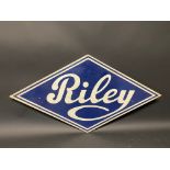A Riley lozenge shaped double sided aluminium advertising sign, 27 x 14 1/2".
