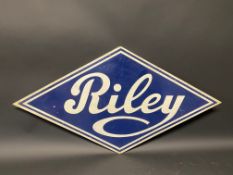 A Riley lozenge shaped double sided aluminium advertising sign, 27 x 14 1/2".