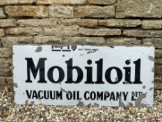 A partial Mobiloil enamel sign, 45 x 20".