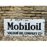 A partial Mobiloil enamel sign, 45 x 20".