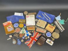 A tray of collectables including a pack of Rhodes UCL tablets, Duckham's Wear-Cure Tablets etc.