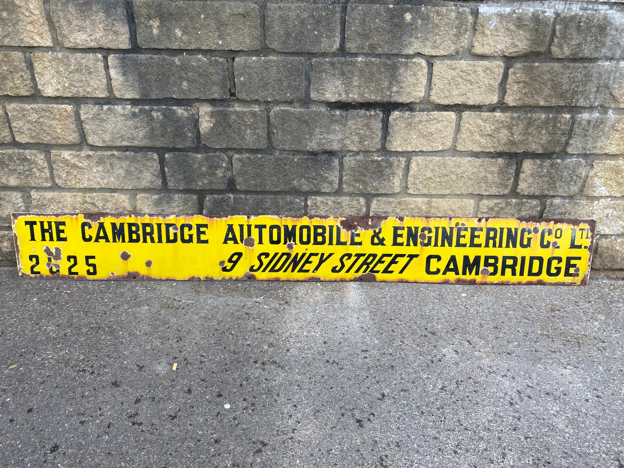 A Cambridge Automobile & Engineering Co. Ltd rectangular enamel sign, 84 x 10".