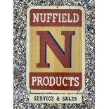 A Nuffield Products double sided aluminium advertising sign, 27 x 40".