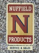 A Nuffield Products double sided aluminium advertising sign, 27 x 40".