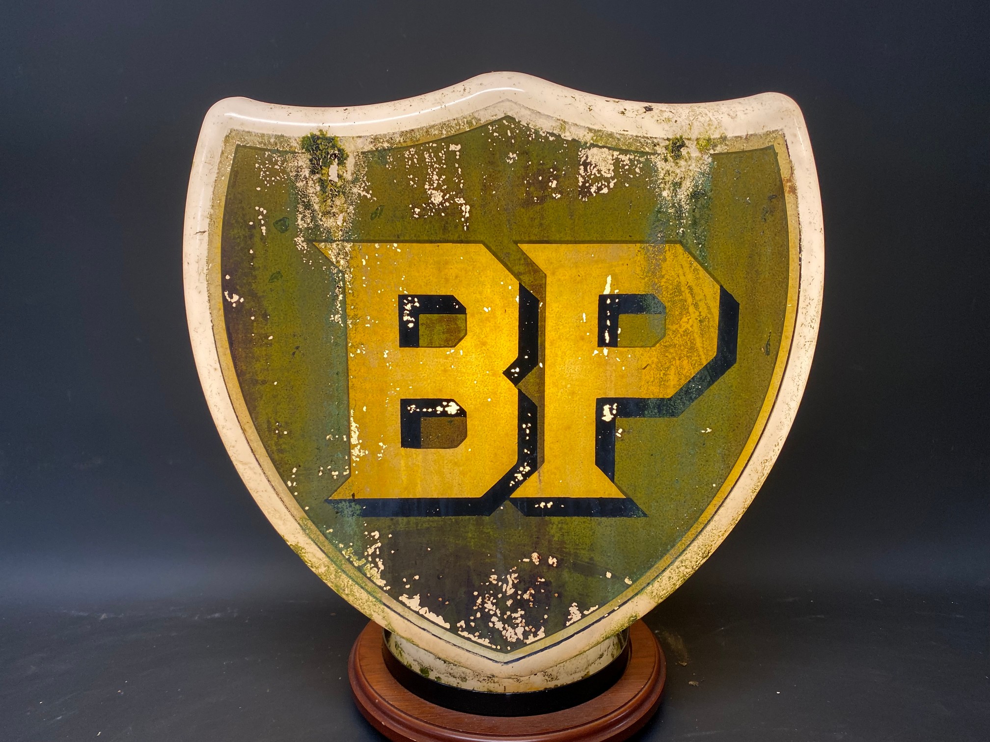 A BP shield shaped glass petrol pump globe, fully stamped 'Property of Shell-Mex & BP Ltd..'. - Image 2 of 4