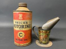 A Price's Motorine 'C' grade pint tin plus a Castrollo gill measure with glass sight.