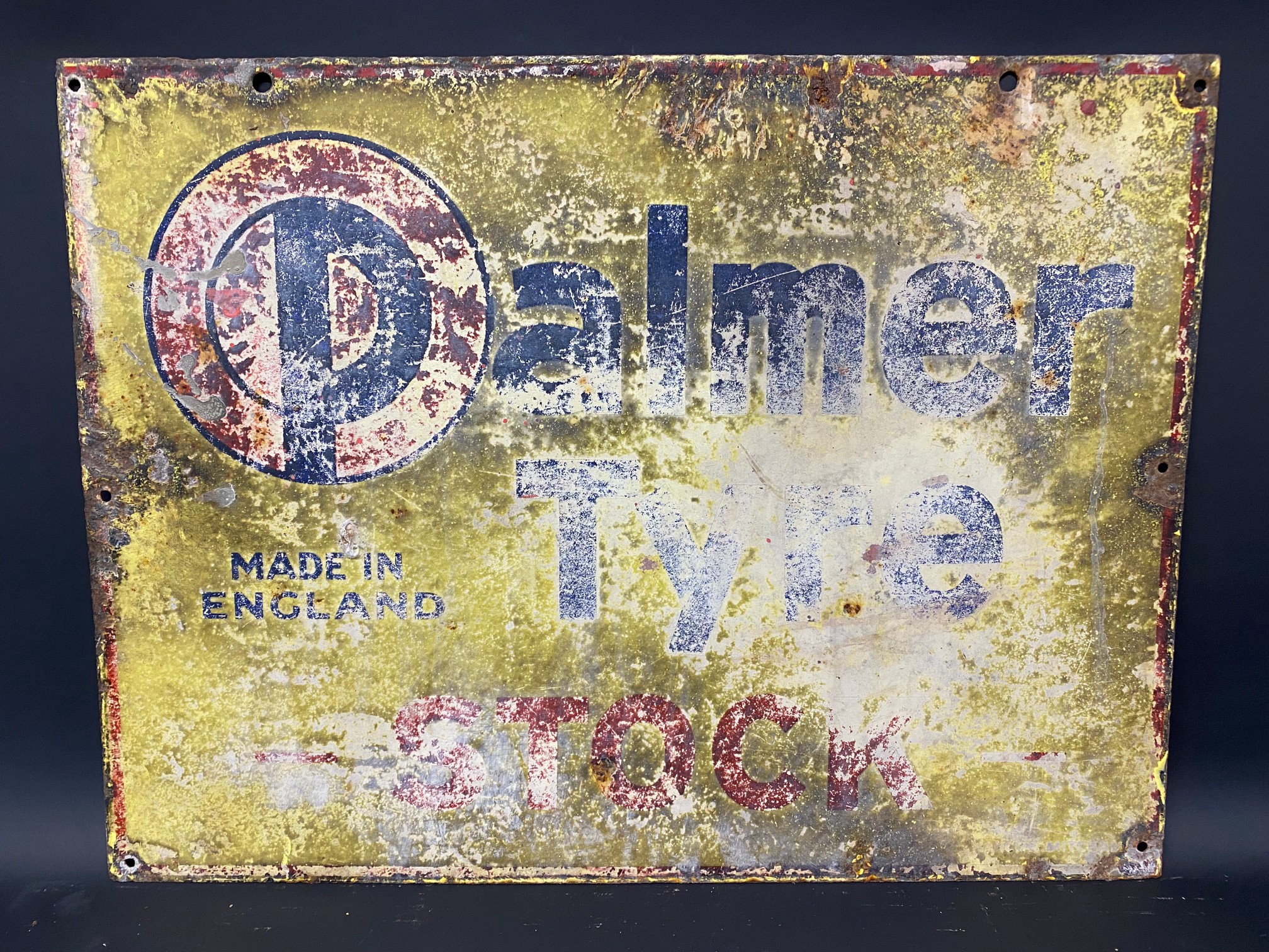 A Palmer Tyre Stock rectangular double sided enamel sign by Hancor of Mitcham, 24 x 18". - Image 6 of 8