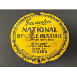 A National Benzole Mixture 'Sealed' tank enamel sign, 8" diameter.