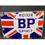 A partial BP Motor Spirit Union Jack enamel sign by Bruton of Palmers Green, 46 x 31".