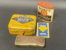 A Bates Motor Cycle Repair Outfit tin, with two smaller tins inside, another design Bates tin and an