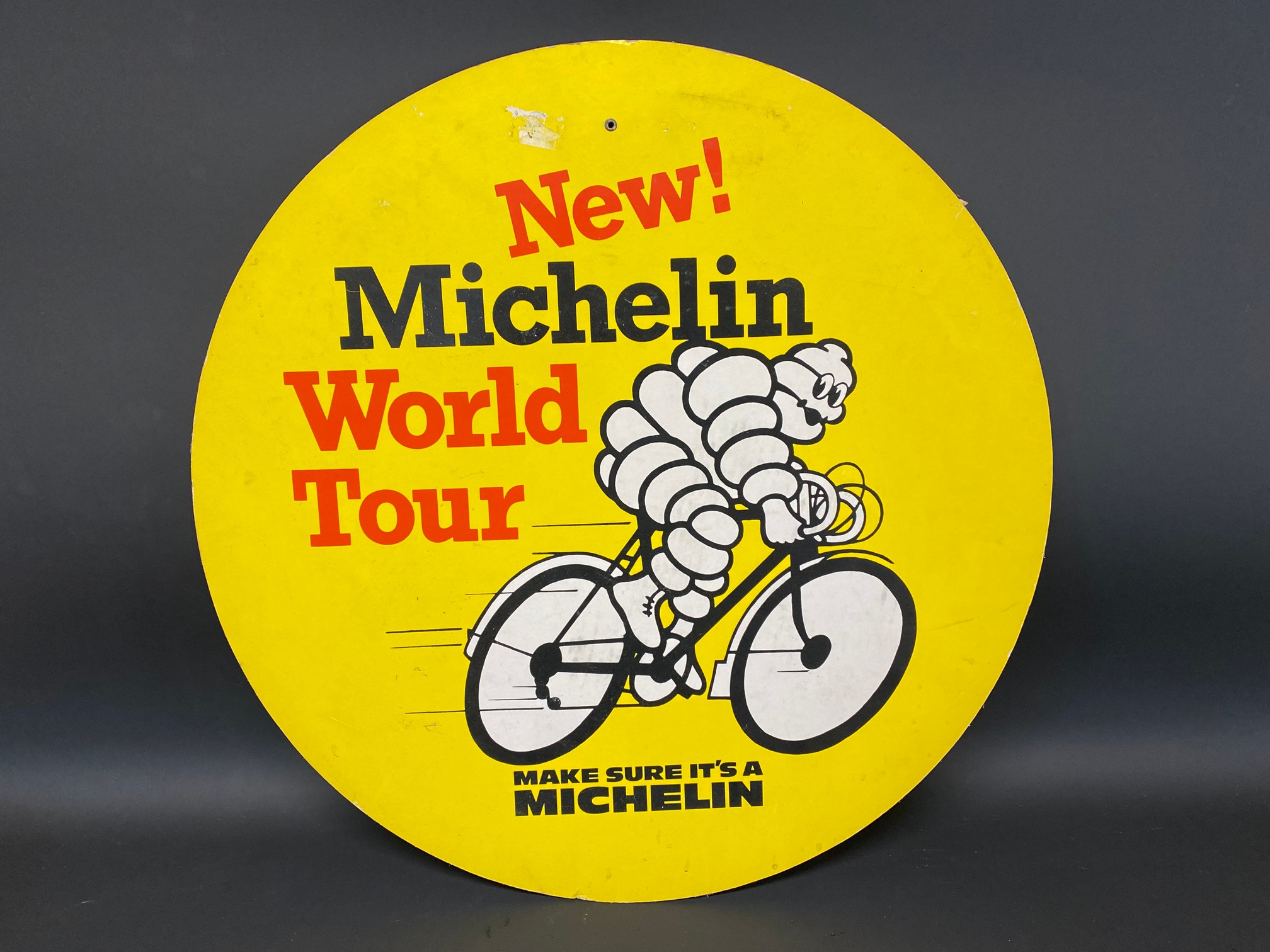 A Michelin 'World Tour' pictorial double sided card advertising sign, 25 1/2" diameter. - Image 2 of 2