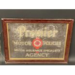 A framed and glazed Premier Motor Policies Agency showcard, 16 x 12".