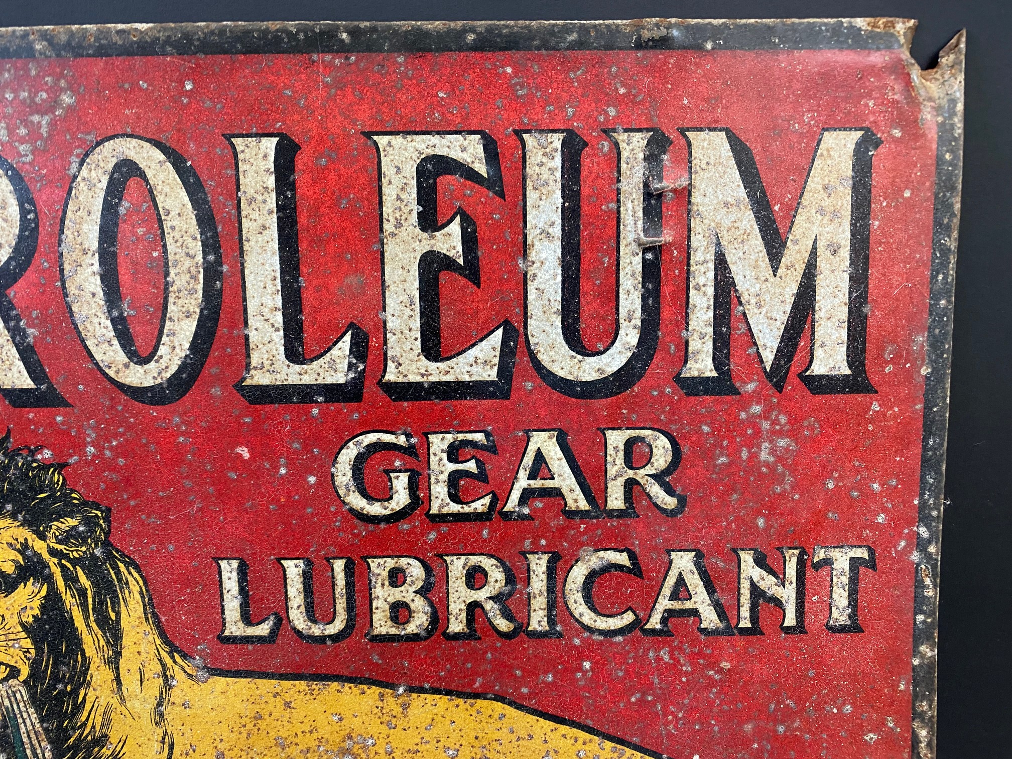 A rare Ambroleum Gear Lubricant by Sternol pictorial tin advertising sign, 17 x 15". - Image 3 of 6