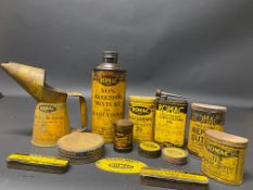 A selection of Romac tins including a cylindrical quart, a pint measure, cycle repair outfits etc.