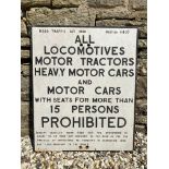 A large cast iron road sign - All Locomotives, Motor Tractors, Heavy Motor Cars and Motor Cars