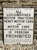 A large cast iron road sign - All Locomotives, Motor Tractors, Heavy Motor Cars and Motor Cars