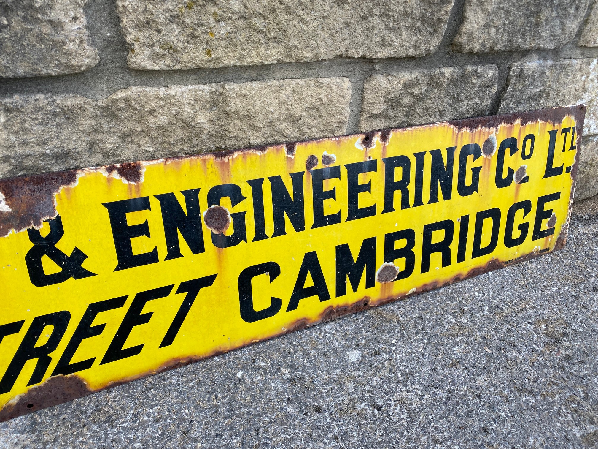 A Cambridge Automobile & Engineering Co. Ltd rectangular enamel sign, 84 x 10". - Image 4 of 6