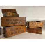 A selection of Rolls-Royce of Crewe store room wooden boxes, with some contents.