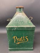 An Anglo American Oil Company pyramid can with Pratts decal to the front.