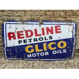A large Redline Petrols and Glico Motor Oils rectangular enamel sign, 84 x 48".