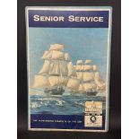 A Senior Service pictorial hardboard showcard depicting two sailing ships, 20 x 30".