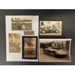 A small selection of old photographs including Brooklands, 1922, also an image of Goldie Gardner